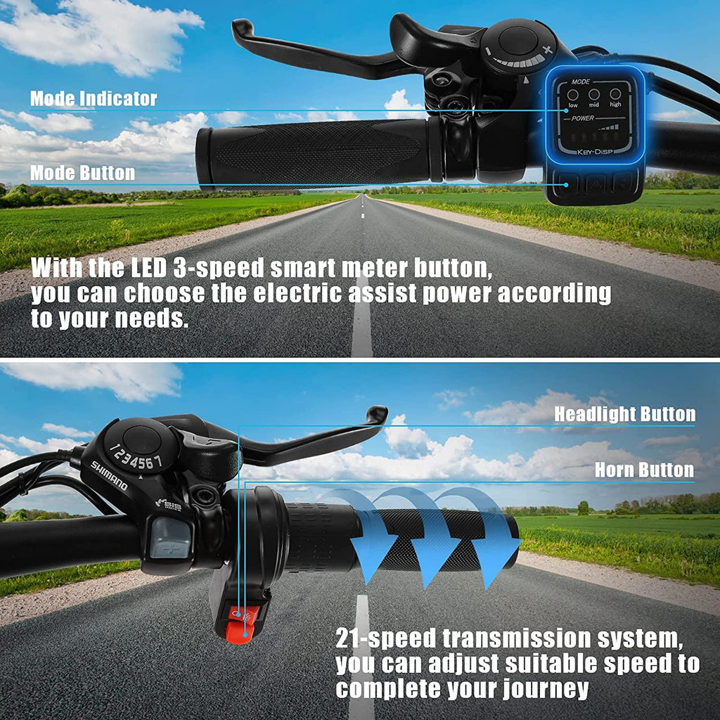 Aceshin 26'' Folding Electric Mountain Bike 250W Electric Bicycle with Removable LarCapacity Lithium-Ion Battery, Professional 21 Speed Gears