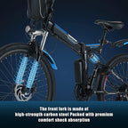 Aceshin 26'' Folding Electric Mountain Bike 250W Electric Bicycle with Removable LarCapacity Lithium-Ion Battery, Professional 21 Speed Gears