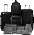 Luggage Hardside Suitcase Sets,3 Piece Travel Luggage Sets with Spinner Wheels,Lightweight PP Luggae Sets Clearance with TSA Lock (Black)