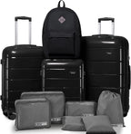 Luggage Hardside Suitcase Sets,3 Piece Travel Luggage Sets with Spinner Wheels,Lightweight PP Luggae Sets Clearance with TSA Lock (Black)