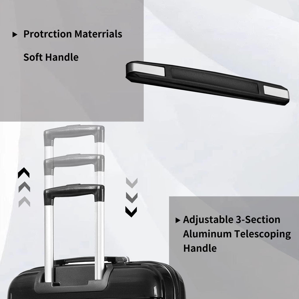 Luggage Suitcase Sets Clearance, 3 Piece Suitcase with Spinner Wheels, Hardside Rolling Suitcase with TSA Lock, Hard Shell Travel Luggage Set for Women(Black)