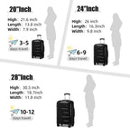 Luggage Suitcase Sets Clearance, 3 Piece Suitcase with Spinner Wheels, Hardside Rolling Suitcase with TSA Lock, Hard Shell Travel Luggage Set for Women(Black)
