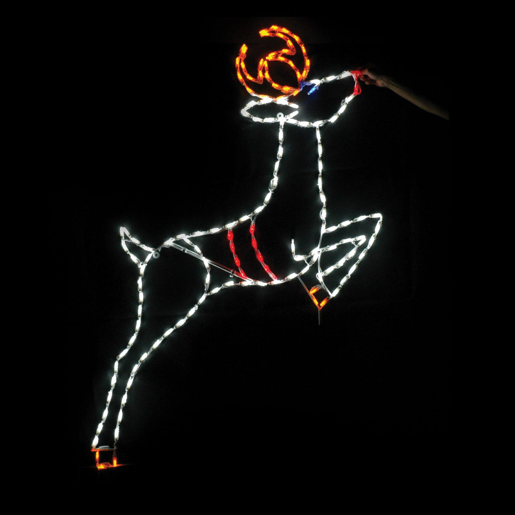 69 in. Outdoor LED Leaping Reindeer Lighted Display - 150 Bulbs