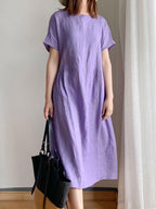 Simple Literary Loose Solid Color Shift Dress