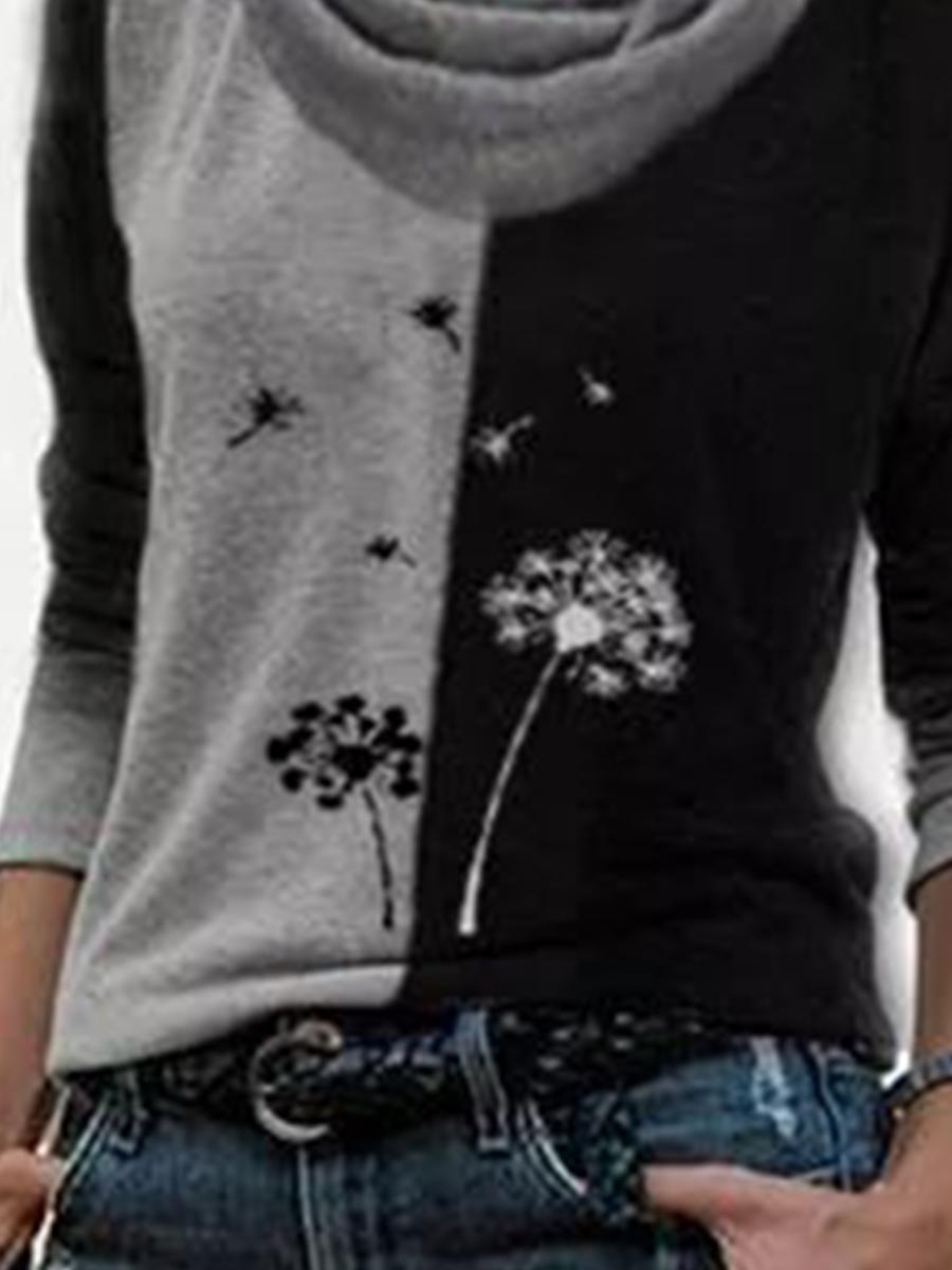 Women's Casual Color Block Long-sleeved T-shirt