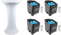 (4) Chauvet DJ Freedom Par Tri-6 Wireless DMX Rechargeable Up-Lights+Club Table