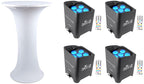 (4) Chauvet DJ Freedom Par Tri-6 Wireless DMX Rechargeable Up-Lights+Club Table