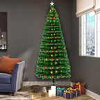 JINS&amp;VICO 7.5ft Fiber Optic Christmas Tree PVC with 260 LED Lamps &amp; 260 Branches Perfect for Indoor and Outdoor Holiday Decoration, Light Green