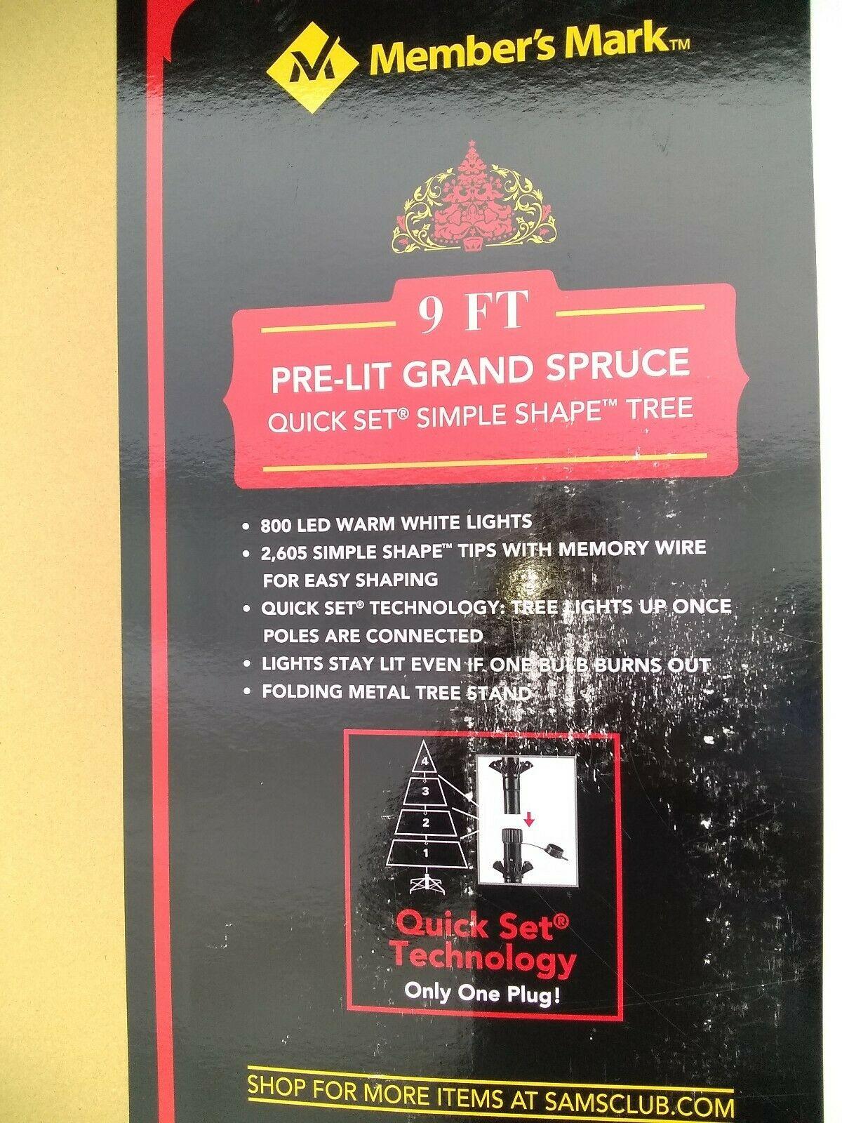 Member M 9FT Pre Lit Grand Spruce Christmas Tree ** CHEAP SHIPPING**