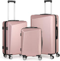Luggage 3 Piece Sets ABS Spinner Suitcase with 3-Digit Combination Lock 20 inches 24 inches 28 inches, ROSEGOLDED