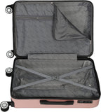 Luggage 3 Piece Sets ABS Spinner Suitcase with 3-Digit Combination Lock 20 inches 24 inches 28 inches, ROSEGOLDED