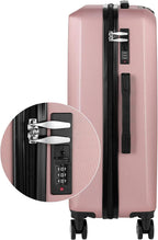 Luggage 3 Piece Sets ABS Spinner Suitcase with 3-Digit Combination Lock 20 inches 24 inches 28 inches, ROSEGOLDED