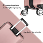 Luggage 3 Piece Sets ABS Spinner Suitcase with 3-Digit Combination Lock 20 inches 24 inches 28 inches, ROSEGOLDED