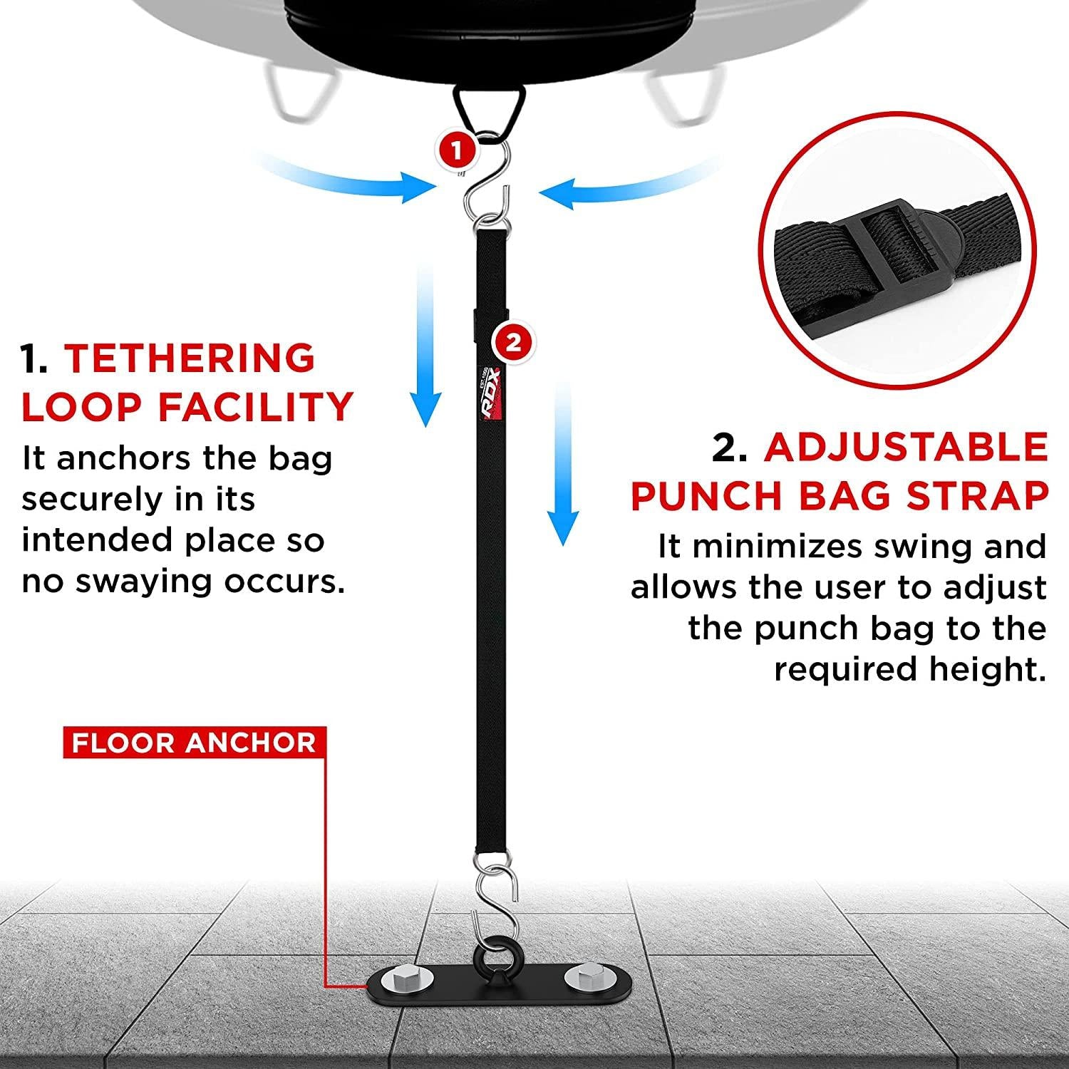 RDX Punching Bag Anti Swing for Boxing Training, Filled Heavy Bag Set with Punching Gloves, Chain, Wall Bracket, 60 lb, 80 lb