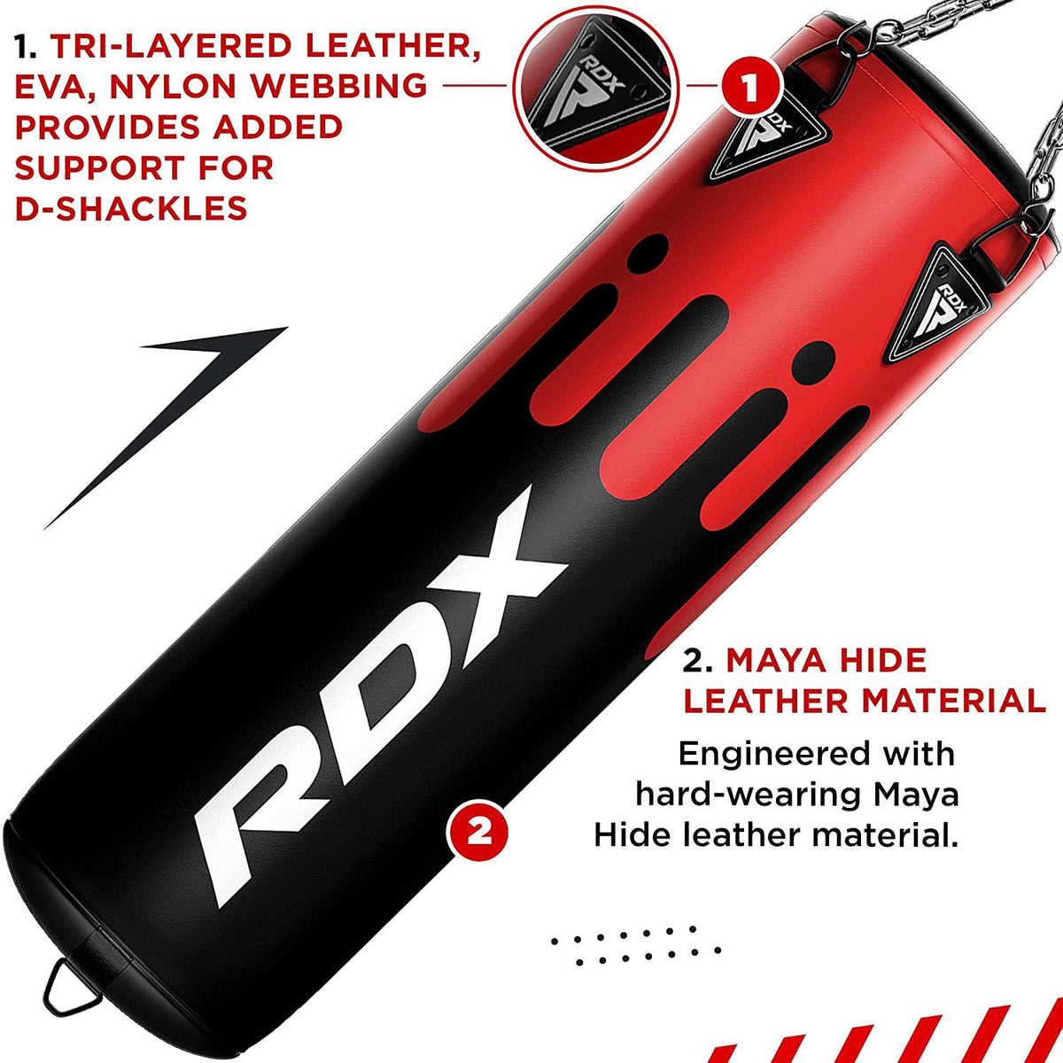 RDX Punching Bag Anti Swing for Boxing Training, Filled Heavy Bag Set with Punching Gloves, Chain, Wall Bracket, 60 lb, 80 lb