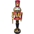 36 in. Red Resin Christmas Nutcracker Toy Soldier Holding a Staff with LED Lights