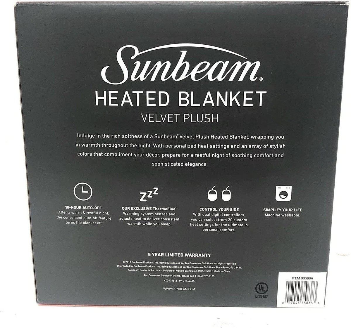 Sunbeam - Queen Size Heated Blanket Luxurious Velvet Plush with 2 Digital Controllers and Auto-Off Feature - 5yr Warranty (Mushroom Beige)