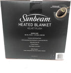Sunbeam - Queen Size Heated Blanket Luxurious Velvet Plush with 2 Digital Controllers and Auto-Off Feature - 5yr Warranty (Mushroom Beige)
