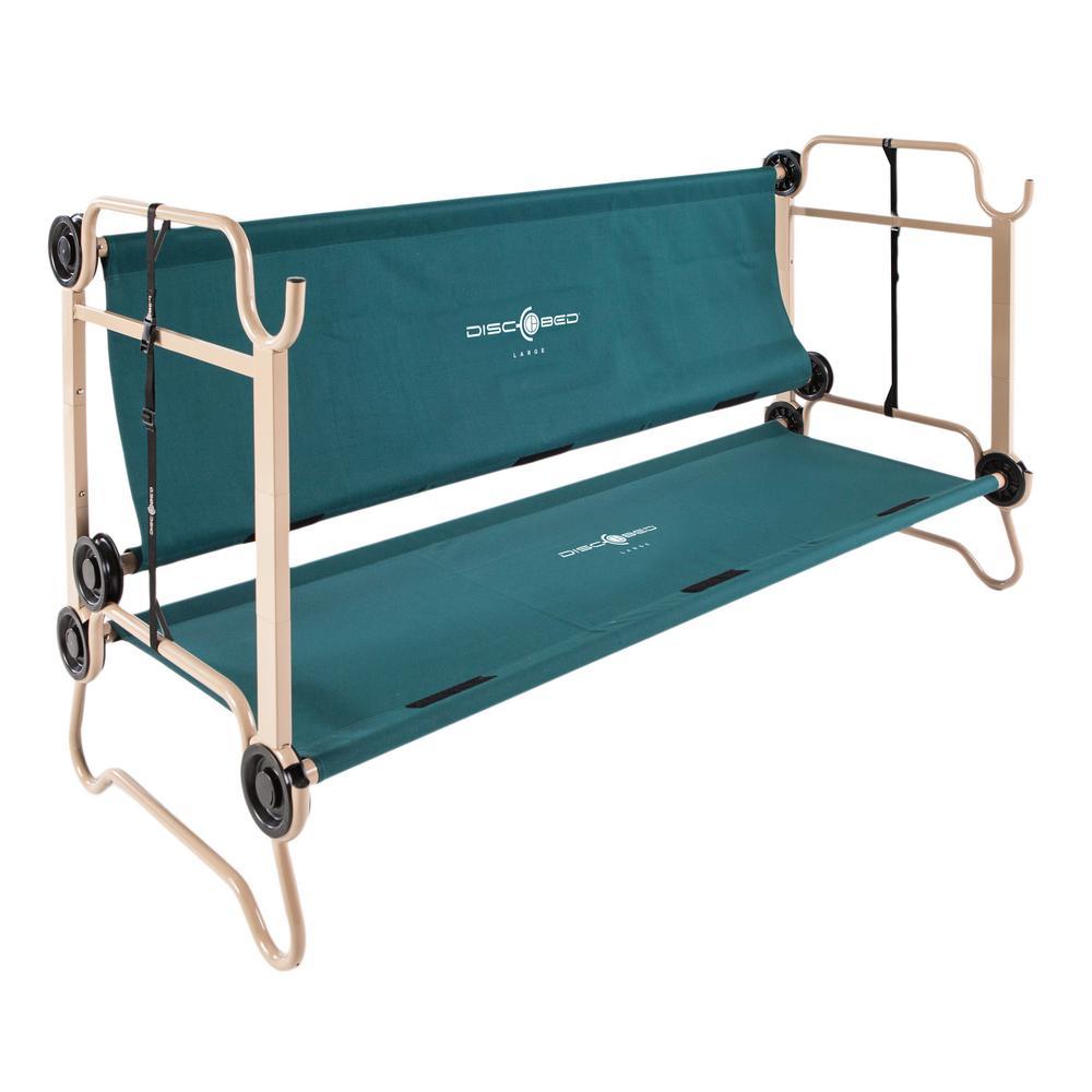 32 in. Green Bunkbable Beds with Leg Extensions and Bed Side Organizers (2-Pack)
