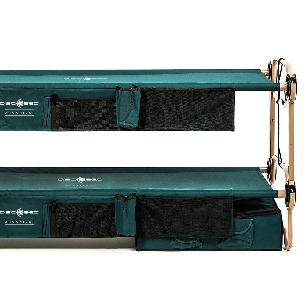 32 in. Green Bunkbable Beds with Leg Extensions and Bed Side Organizers (2-Pack)