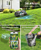 N1600 PRO Robot Lawn Mower, Wireless  with RTK+Vision Navigation, 0.4 Acre Coverage, APP Smart Control Robot Lawn Mower, Multi-Zone Mowing, Curved Path, Adjustable Cutting Height