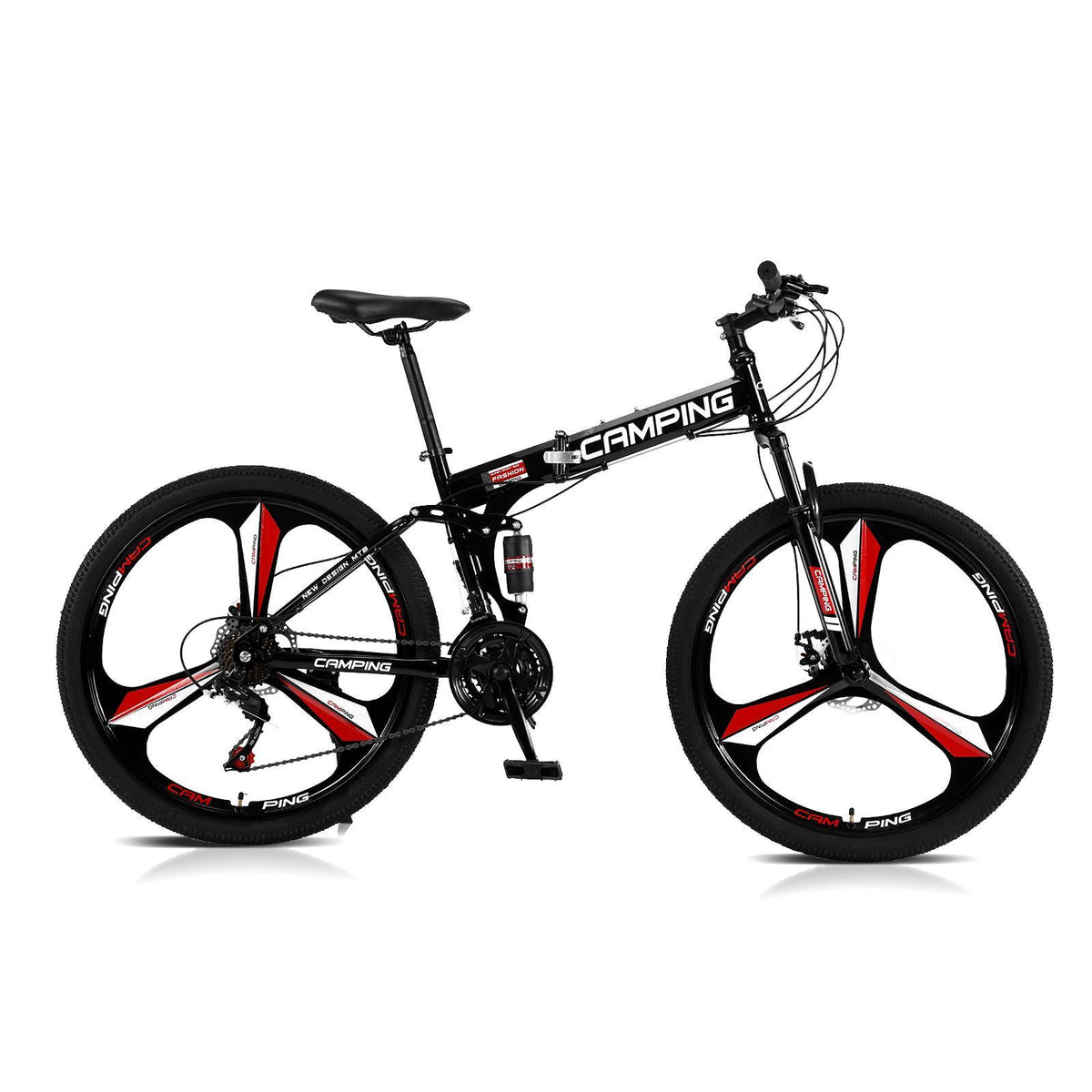 Campingsurvivals 21-Speed Light Weight Folding Mountain Bike, with 26" Wheels, Black