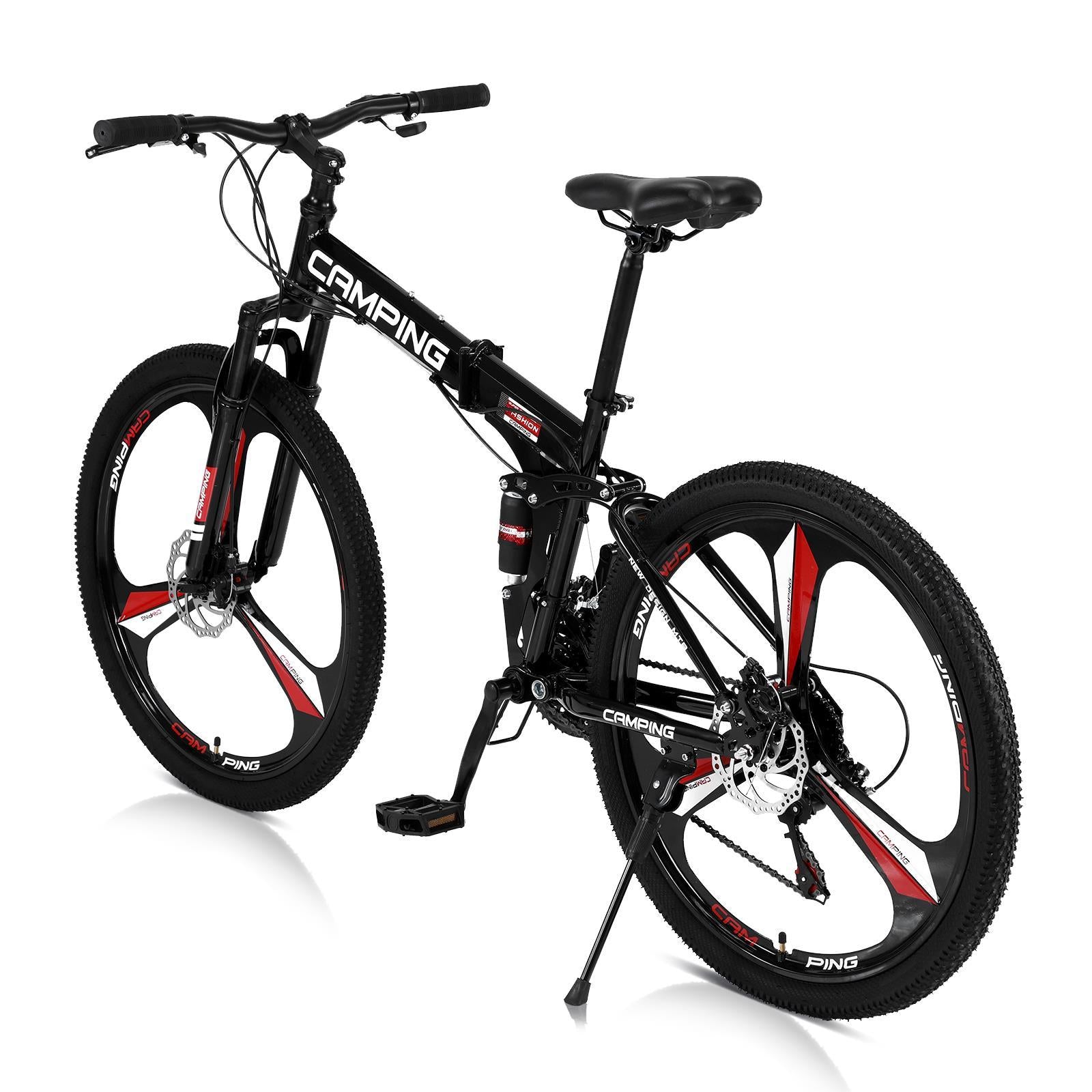 Campingsurvivals 21-Speed Light Weight Folding Mountain Bike, with 26" Wheels, Black