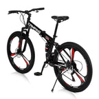 Campingsurvivals 26 inch 21 Speed Folding Mountain Bike High Carbon Steel, Black