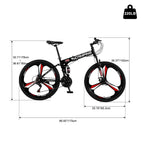Campingsurvivals 26 inch 21 Speed Folding Mountain Bike High Carbon Steel, Black