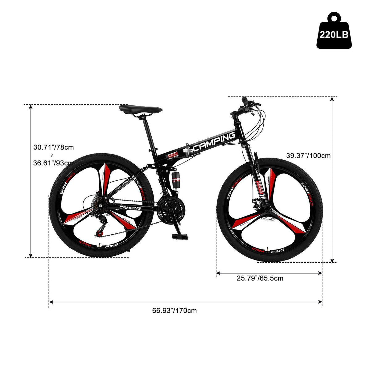 Campingsurvivals Disc Brake Mountain Bike 21 Speed, for Men Women, Black