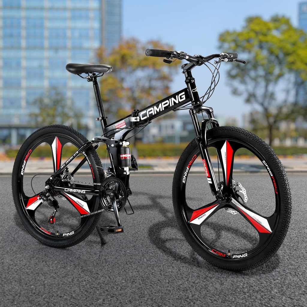 Campingsurvivals 21-Speed Light Weight Folding Mountain Bike, with 26" Wheels, Black