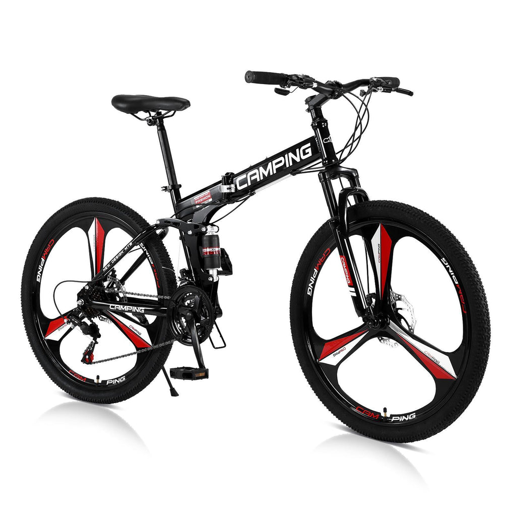 Campingsurvivals 21-Speed Light Weight Folding Mountain Bike, with 26" Wheels, Black