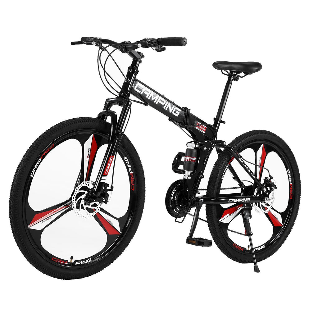 Campingsurvivals 26" Folding Mountain Bike, 21 Speed MTB Bicycle, for Adult, Black
