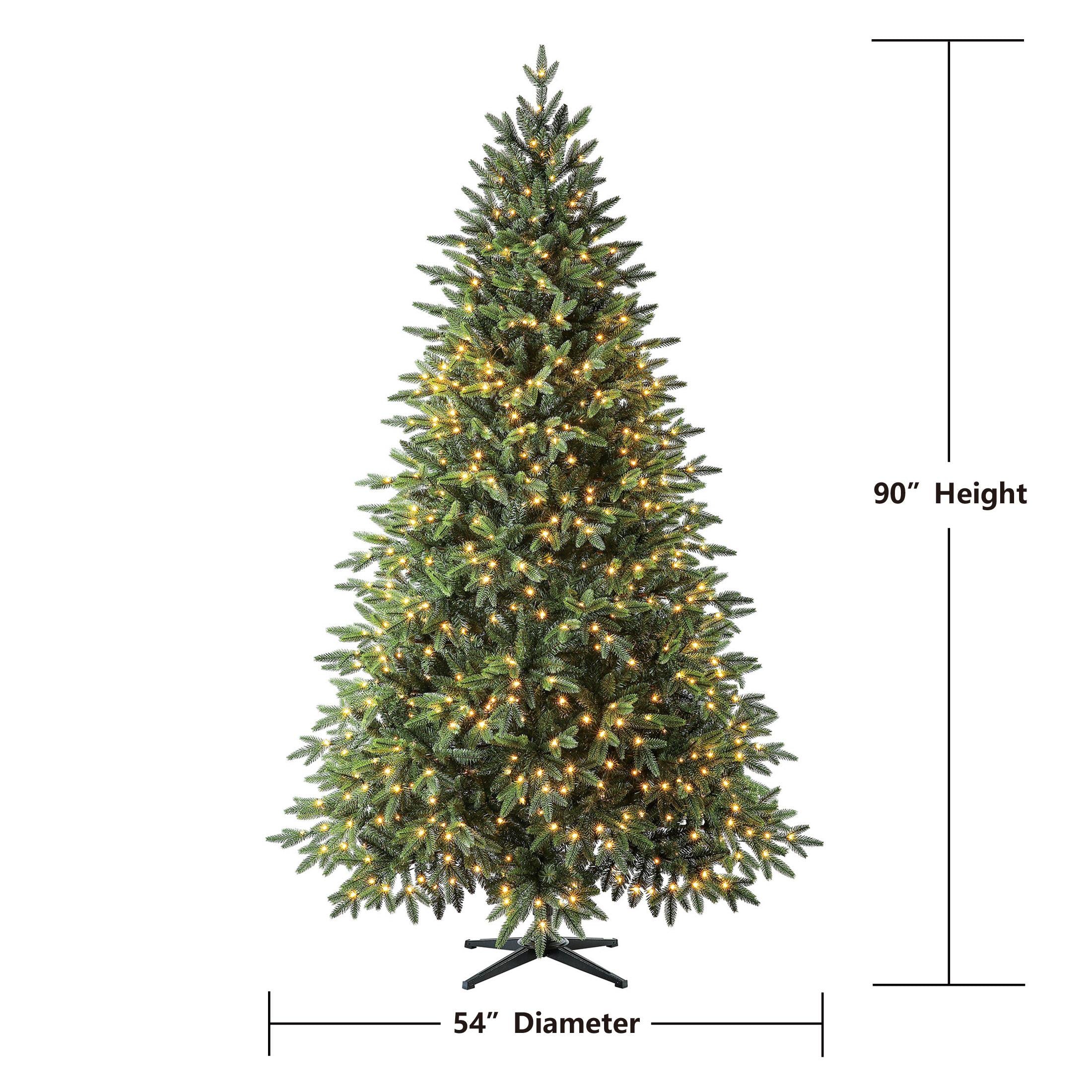 Holiday Time Prelit 900 Fairy LED Color-Changing Lights, Berkley Fir Artificial Christmas Tree, 7.5'