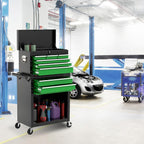 8-Drawer High Capacity Rolling Tool Chest, Removable Cabinet StoraTool Box with Wheels and Drawers, Detachable Toolbox with Lock for Workshop Mechanics Garage(Black&Green)