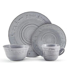 Trellis Lodge Gray 16 Piece Dinnerware Set, Service for 4