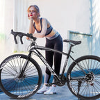 Black Friday Deals! LEBONYARD 700C Begasso s Aluminum Full Suspension Road Bike 21 Speed Disc Brakes