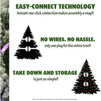 Fraser Hill Farm 7.5 Ft. Carmel Pine Slim Artificial Christmas Tree with Multi-Color LED String Lighting
