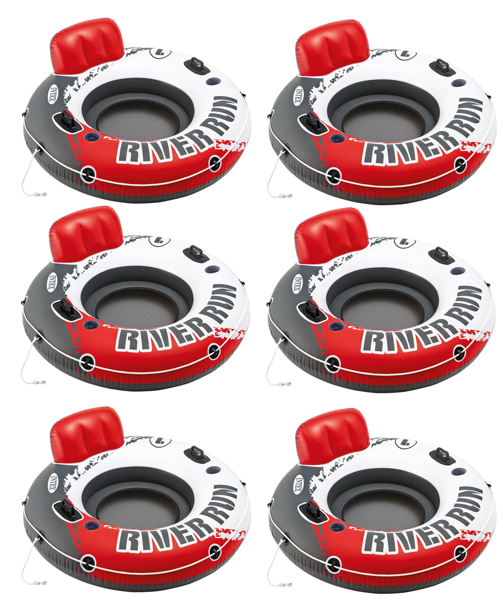 River Run 1 53" Inflatable Floating Water Tube Lake Raft, Red (6 Pack)
