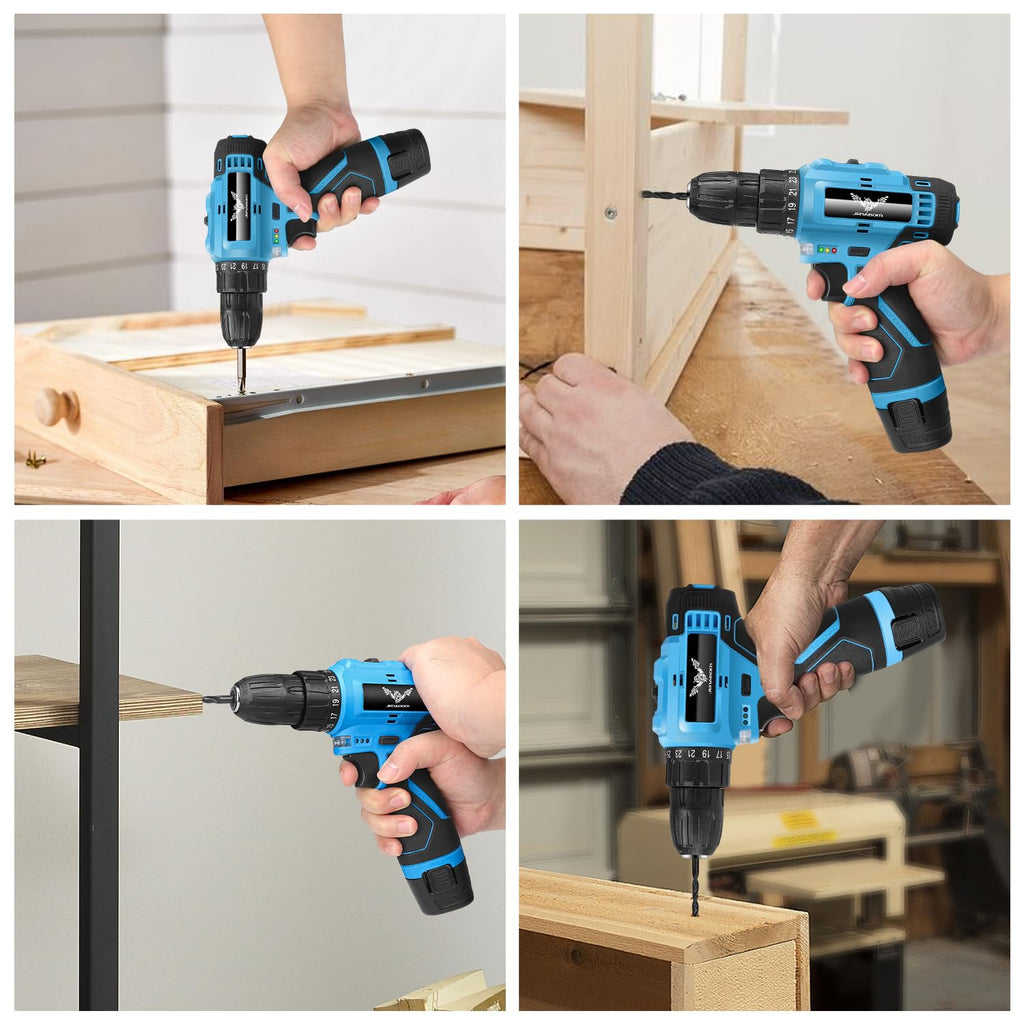 146-Piece Home Tool Set with 12V Blue Cordless Drill | With Portable Toolbox, Hand Tools for Home Repair, DIY Projects & Daily Use, Gift for Women & Men