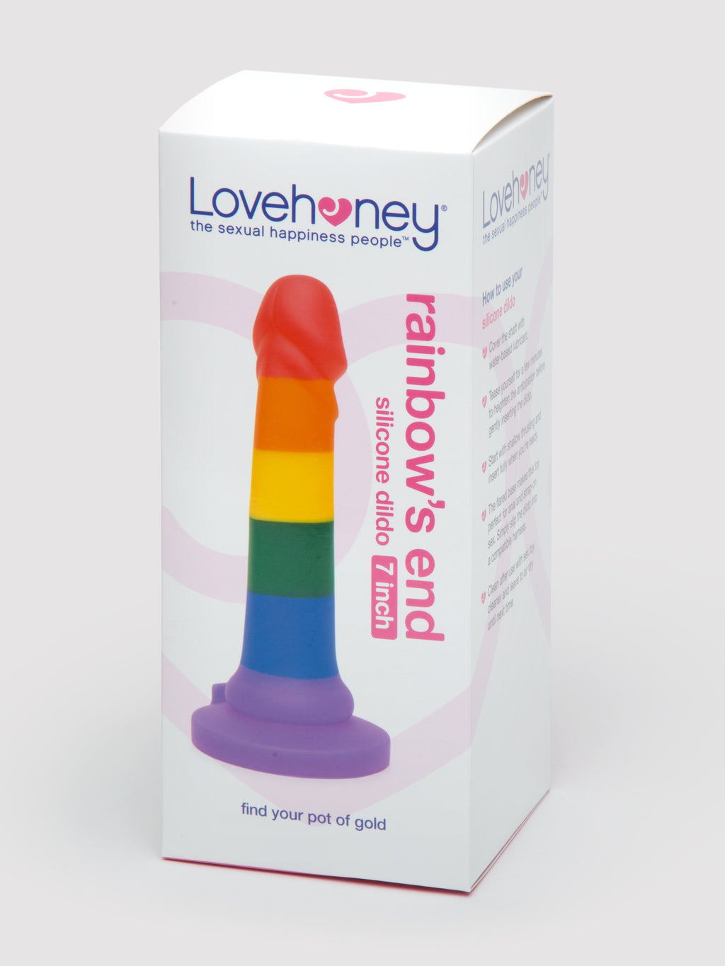 Lovehoney Super Soft Silicone Rainbow Dildo 7 Inch, Rainbow