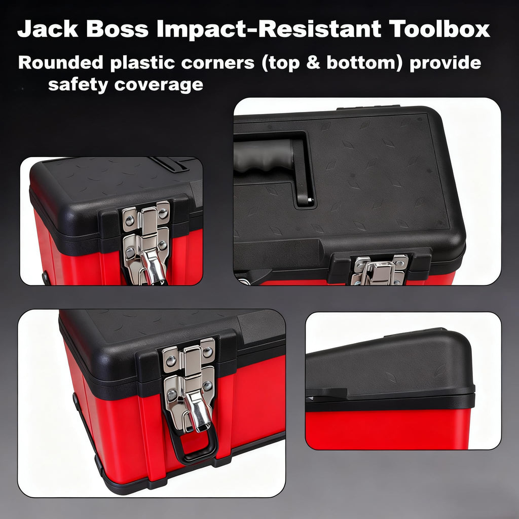 Tool Box 15.5 Inch Small Portable Tool Organizer Box with -in Short Non-slip Handle Car Box with Removable tray