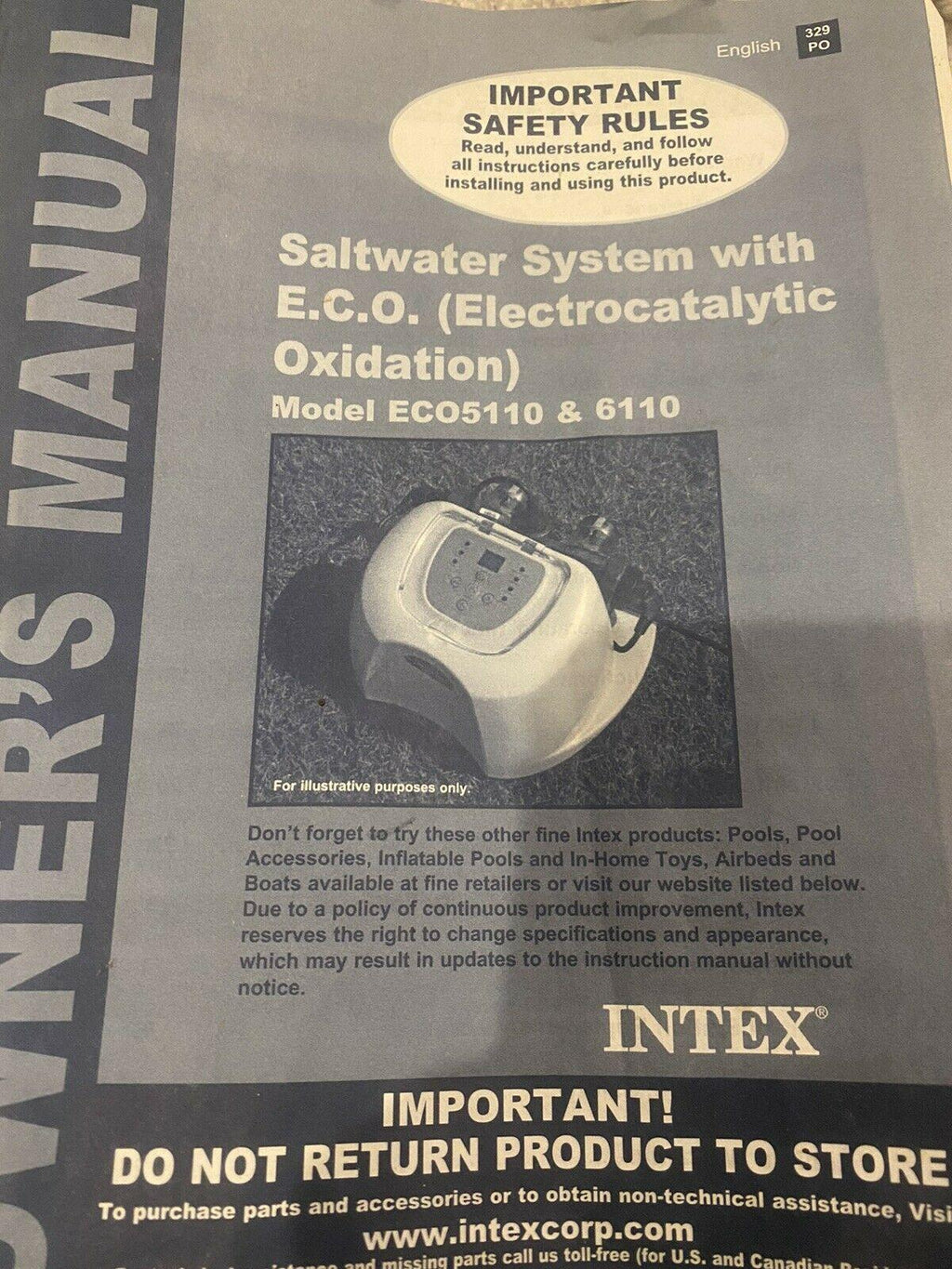intex krystal clear saltwater system for above-ground pools model eco 5110