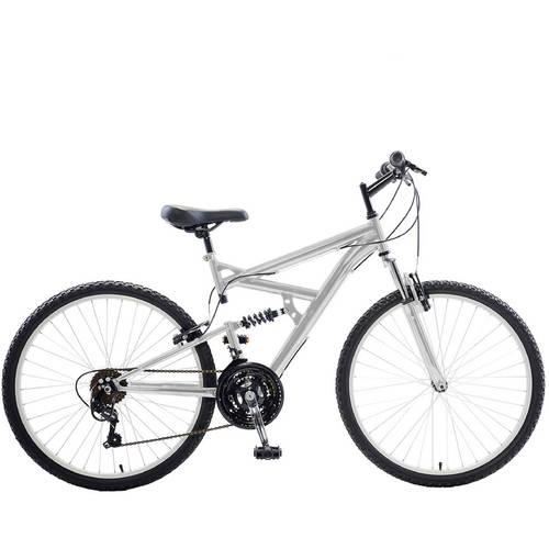 Dual Suspension Mountain Bike, 26 in wheels, 18 in frame, Men's Bike, Silver