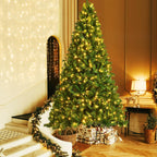 9ft Pre-Lit Artificial Hinged Christmas Tree w/8 Modes LED Lights and Foot Pedal