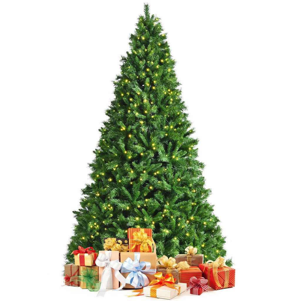 9ft Pre-Lit Artificial Hinged Christmas Tree w/8 Modes LED Lights and Foot Pedal