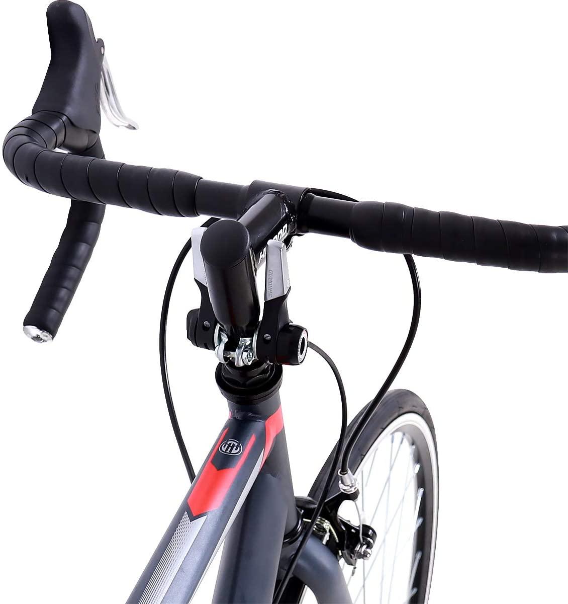 Hiland Road Bike 700C City Commuter Bicycle with 14 Speeds Drivetrain Black 54 cm Steel Frame