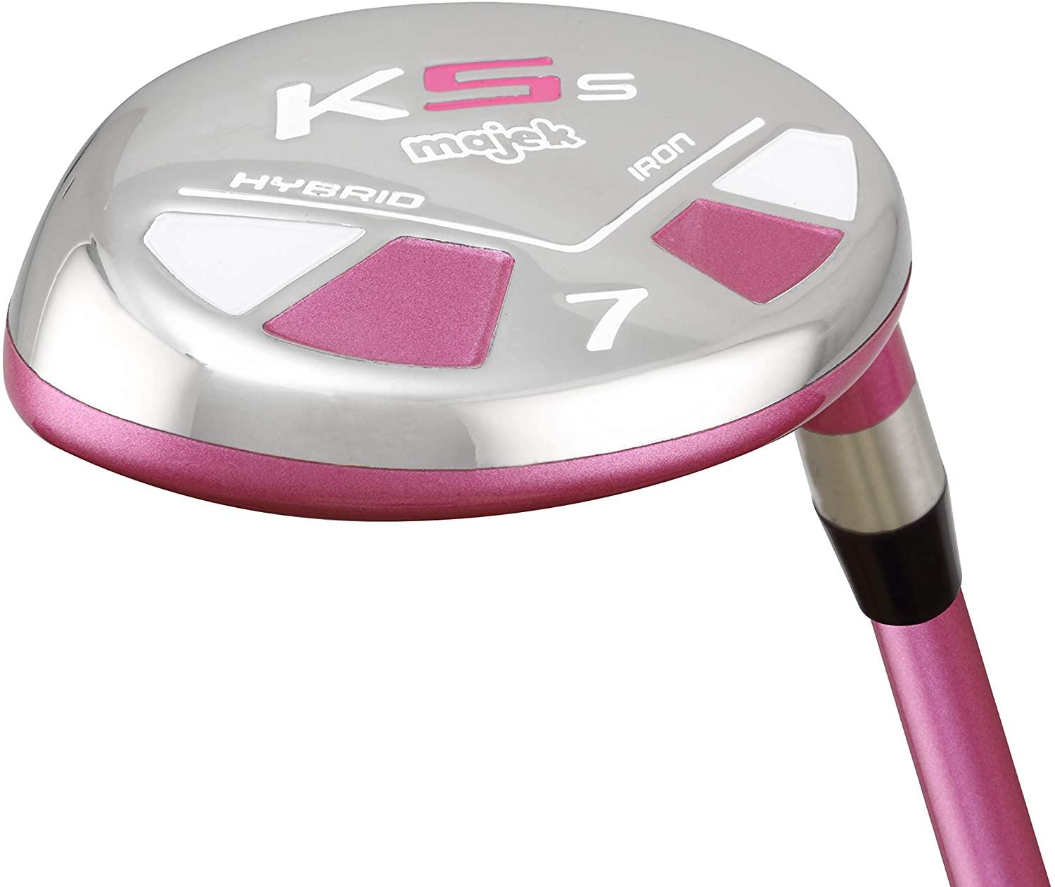 Majek Pink Ladies Golf Hybrids Irons Set Womens Best All True Hybrid Ultra Light Weight Forgiving Fuchsia Woman Complete PackaIncludes 4 5 6 7 8 9 PW SW All Lady Flex Utility Clubs
