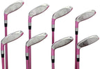 Majek Pink Ladies Golf Hybrids Irons Set Womens Best All True Hybrid Ultra Light Weight Forgiving Fuchsia Woman Complete PackaIncludes 4 5 6 7 8 9 PW SW All Lady Flex Utility Clubs