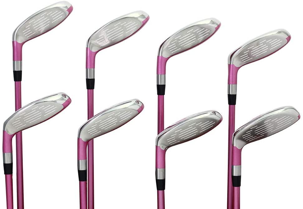 Majek Pink Ladies Golf Hybrids Irons Set Womens Best All True Hybrid Ultra Light Weight Forgiving Fuchsia Woman Complete PackaIncludes 4 5 6 7 8 9 PW SW All Lady Flex Utility Clubs